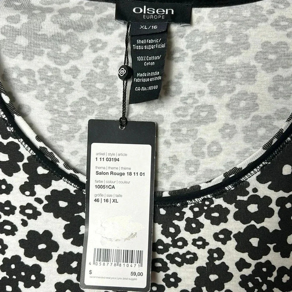 NWT  Olsen Europe XL ,100 cotton ,long sleeve , ditzy floral top. Scoop neckline - Picture 5 of 10